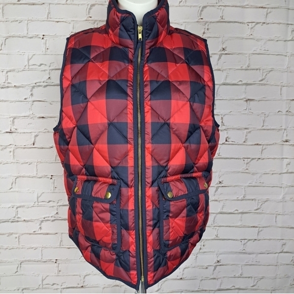 J. Crew Red and Black Plaid Vest - Picture 5 of 13